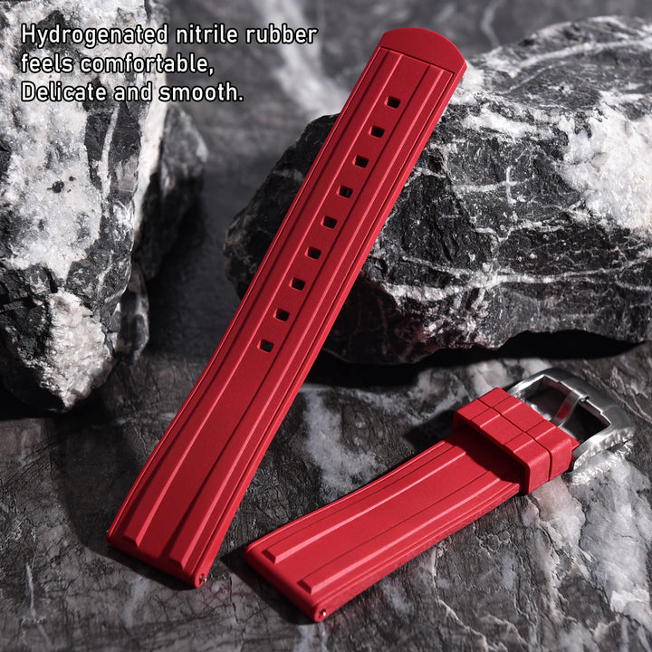 Original New Design Frosted Grain HNBR Rubber Watch Strap 20mm 22mm Locking Feature Quick Release Diving OSAND Rubber Watch Band