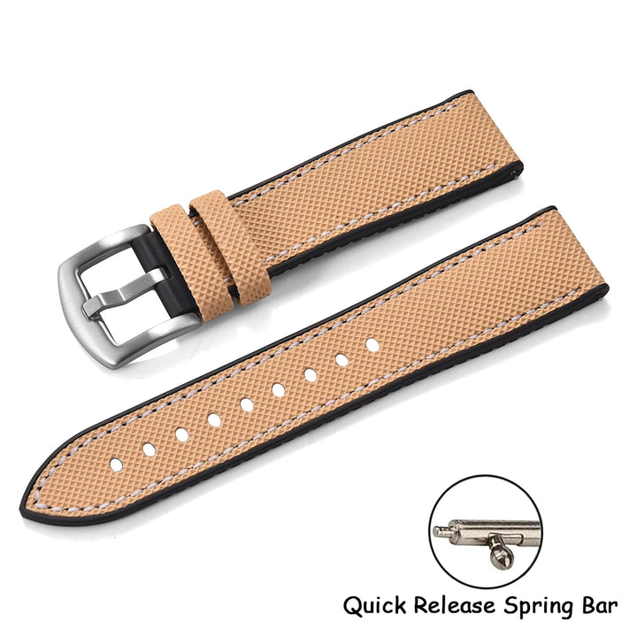 Qucik Release FKM Rubber Strap 18/20/22/24mm Sailcloth Leather Watch Bands Waterproof Nylon Bracelet For Omega Tissot IWC Seiko