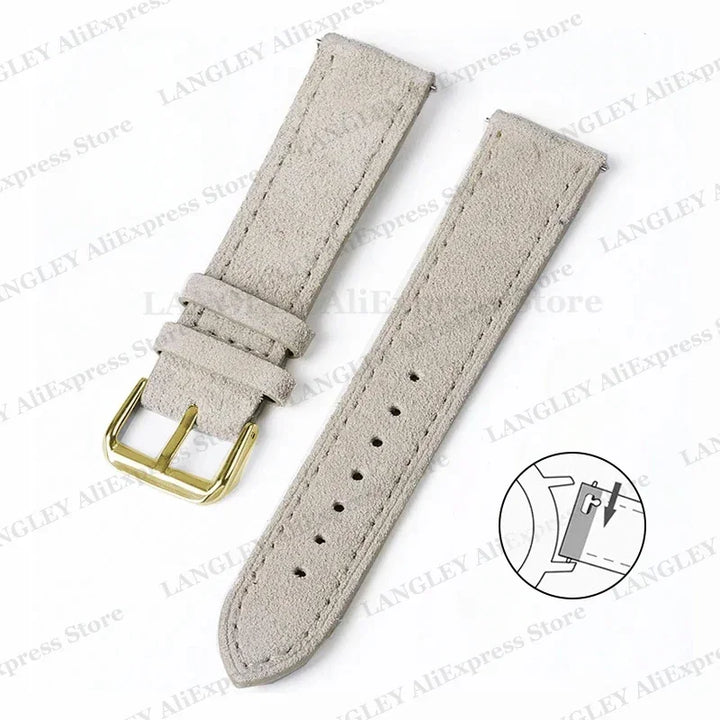 Vintage Suede Leather Watch Strap – 18/20/22mm, Quick Release