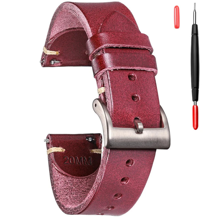 HEMSUT Leather Watch Bands Quick Release Italian Buttero Handmade Watch Strap Vintage Replacement Wrap Of 18mm 20mm 22mm