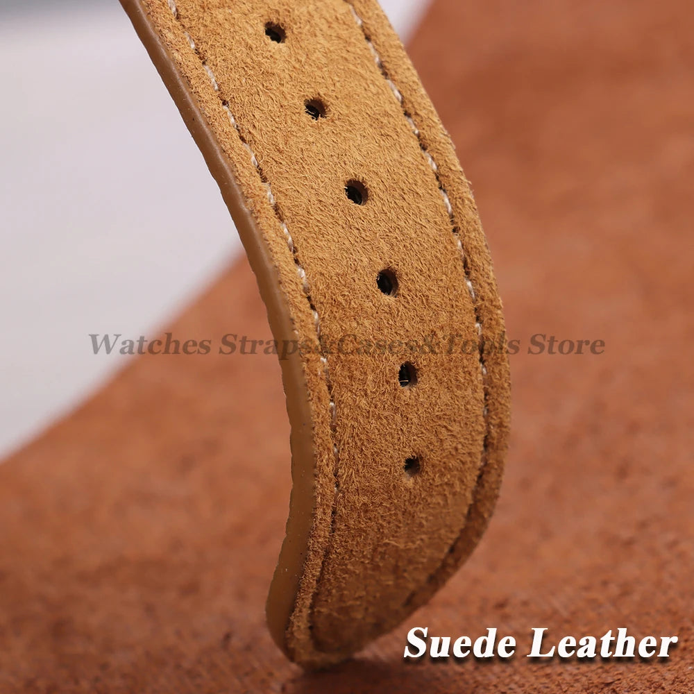Vintage Suede Cowhide Leather Watch Strap (18–22mm, Quick Release)