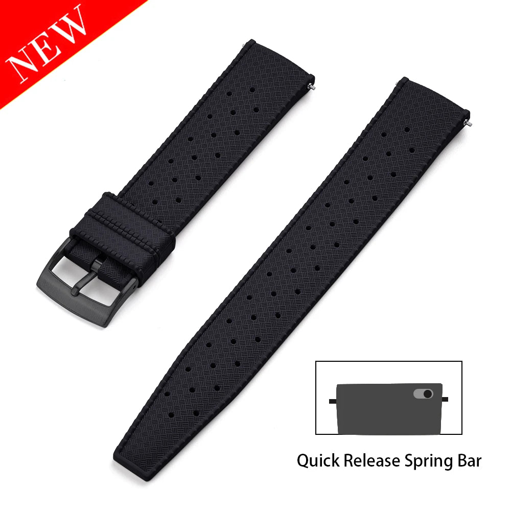 Premium Grade Tropical FKM Rubber Strap Quick Release Watch Band 18mm 20mm 22mm 24mm Rubber Tropical Strap Smart Watch Strap