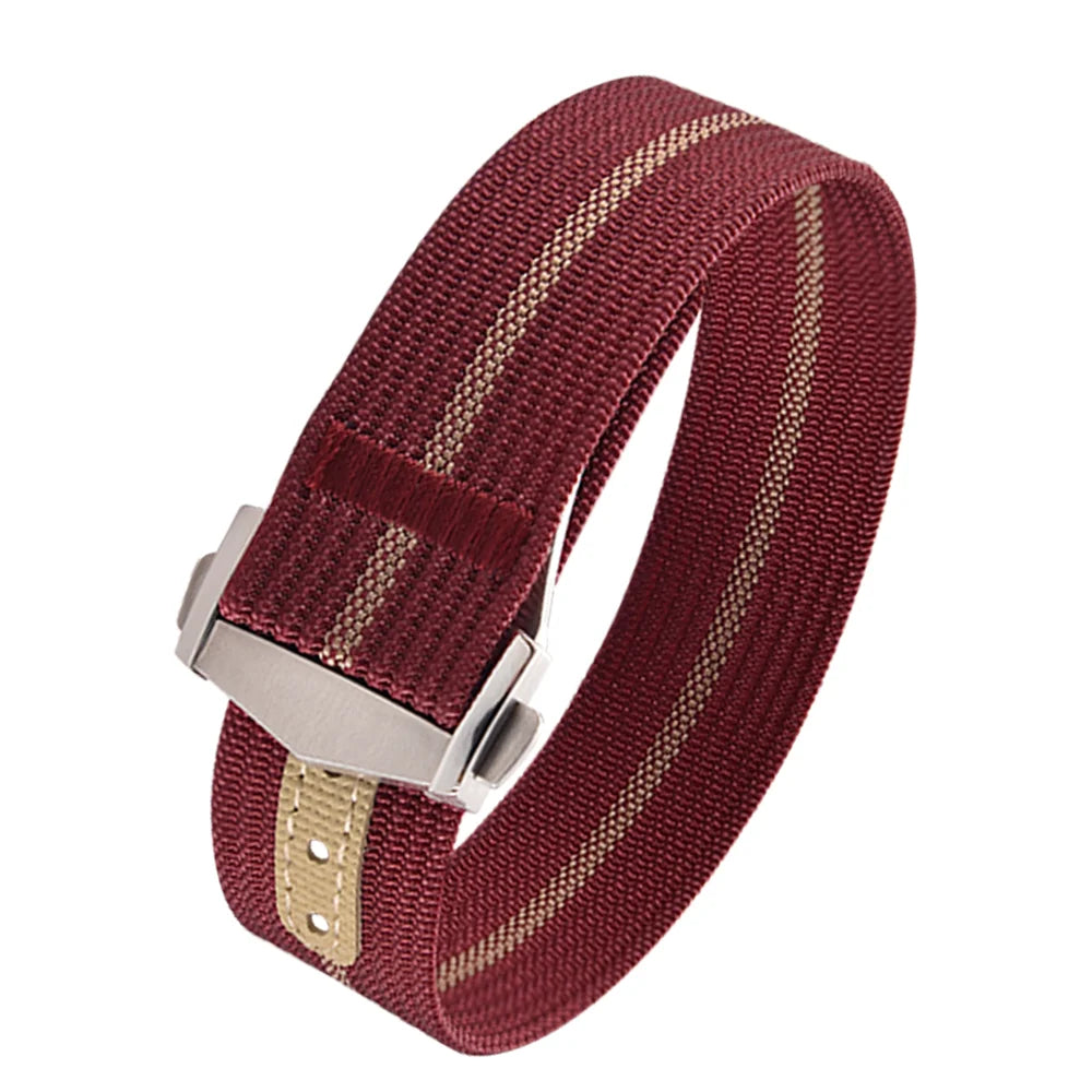 JUELONG Canvas Sailcloth Watch Strap 18mm 20mm 22mm Rubber Hole Sport Waterproof Folding Buckle Watchband For Omega Swatch Moon