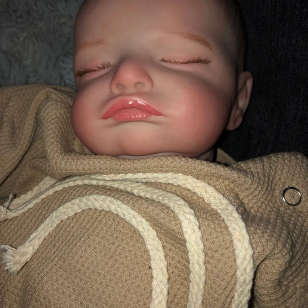 46 cm Finished Rosalie Reborn Baby Doll – Sleeping Newborn with Rooted Hair & 3D Skin