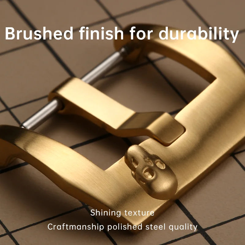 Maikes Skull Watch Buckle 316L Stainless Steel 18mm 20mm 22mm Black Rose Gold Leather Strap Clasp