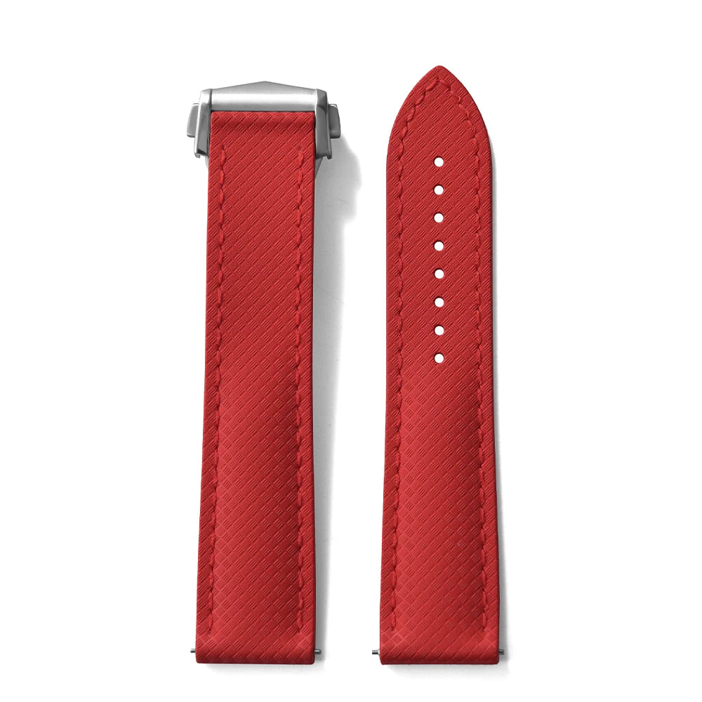 JUELONG Original Soft FKM Rubber Watch Strap 20mm 22mm Tropical Texture Perfect Fit Flat End Universal Quick Release Watch Strap