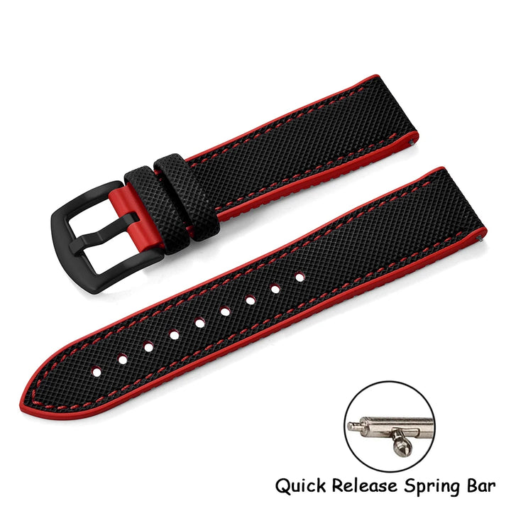 Qucik Release FKM Rubber Strap 18/20/22/24mm Sailcloth Leather Watch Bands Waterproof Nylon Bracelet For Omega Tissot IWC Seiko