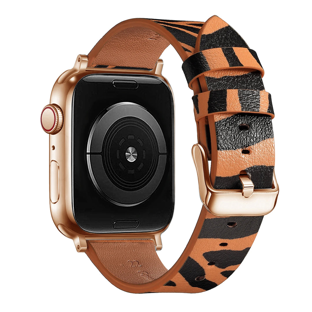 Leopard Leather Apple Watch Band for Women 38–49mm