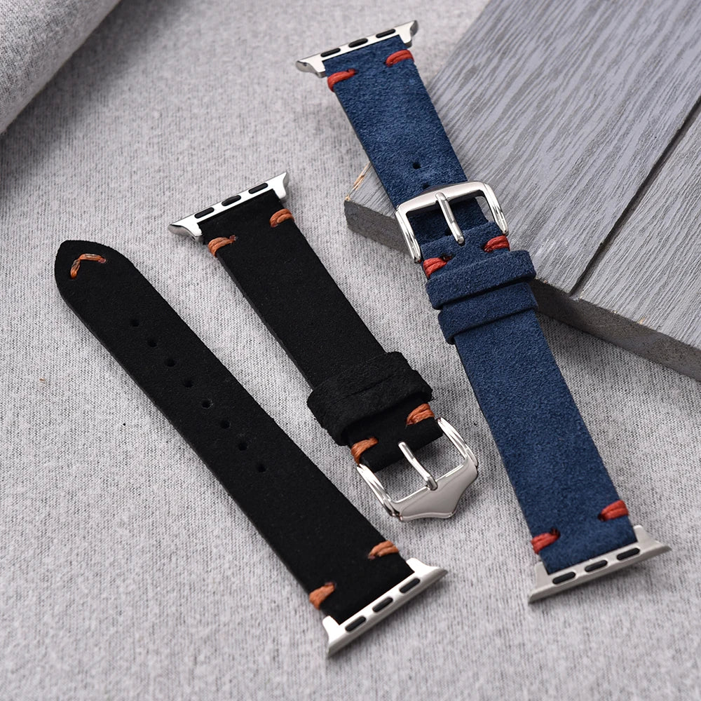 Suede Leather Strap for Apple Watch Band 49mm 44mm 41mm 42mm 38mm 46mm Bracelet Men Women iWatch Ultra Series 2 10 9 8 7 SE 5 4