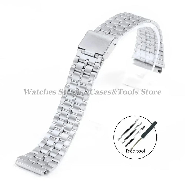 18mm For Casio A158W Watchband Stainless Steel Watch Strap for F-91W/F105/108/A158/168 AE1200/1300 Metal Small Watch Steel Band
