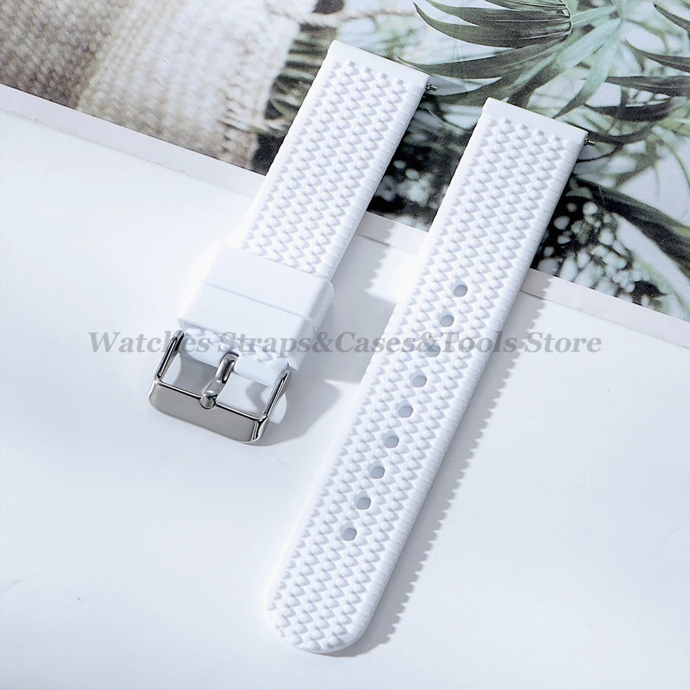 Soft Silicone Rubber Watch Band 18–24mm for Omega & Huawei (Quick