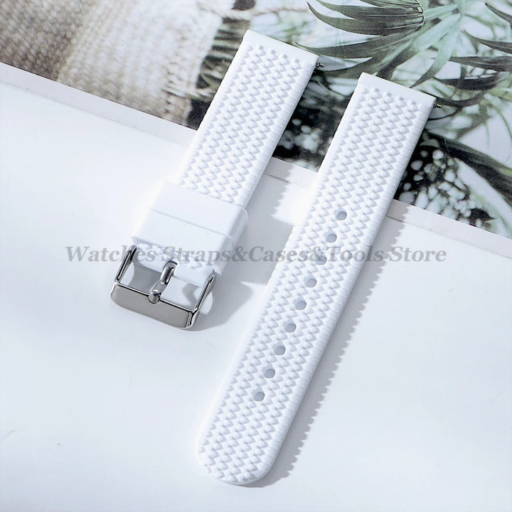 Soft Silicone Rubber Watch Band 18–24mm for Omega & Huawei (Quick