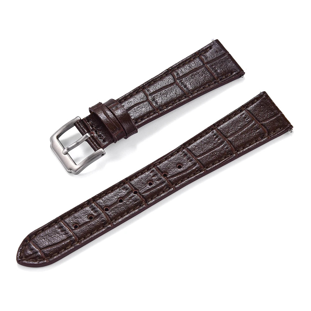 High Quality Classic Bamboo Leather Watch Strap 16/18/19/20/21/22mm Quick Release Watchbands Unisex Smart Leather Wristbands