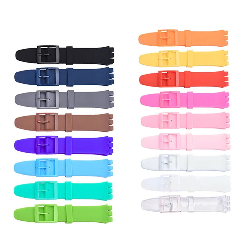 Colorful Silicone Rubber Watch Strap for Swatch (16–20mm)