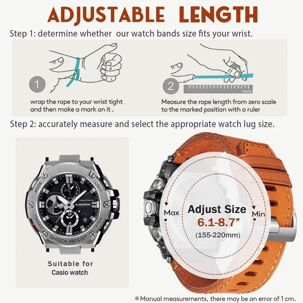 Genuine Leather Watch Strap for G-Shock GST-B100 – Soft & Fashionable