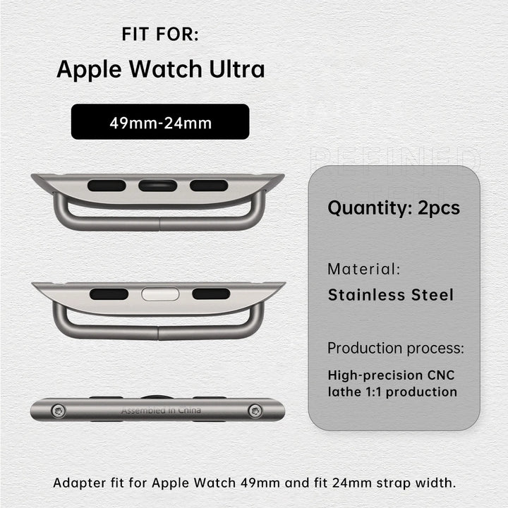 Top Quality, 2pcs Apple Watch Ultra Band Adapter, For 49mm 45mm 44mm 41mm Apple Watch Strap Stainless Steel Connector