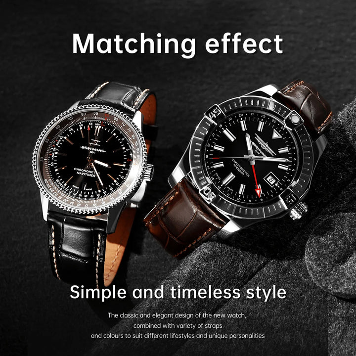 Maikes Top Quality Leather Watch Strap Accessories Butterfly Buckle For Chopard Breitling Omega Patek Philippe Watch Band