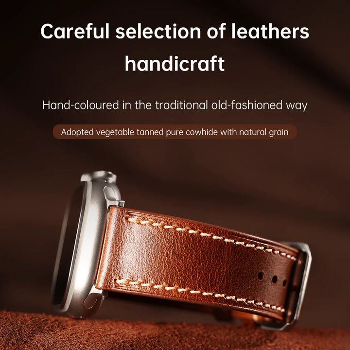 Apple Watch Luxury Cow Leather Strap For Ultra 2 49mm Band Series 9 8 7 6 5 SE 45mm 44mm 41mm 40mm Handmade Watchbands