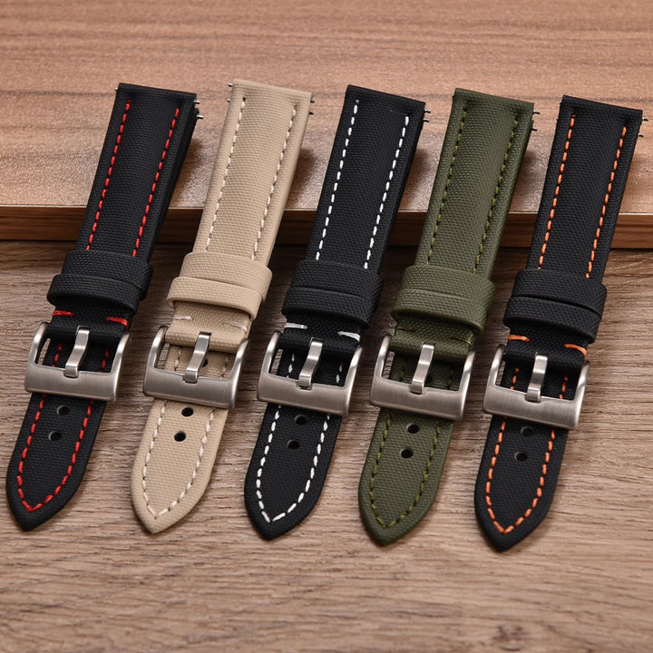 Universal Sailcloth Watch Band 18mm 20mm22mm Sailcloth Leather Strap Qucik Release Bracelet Accessories for Omega for Seiko Belt