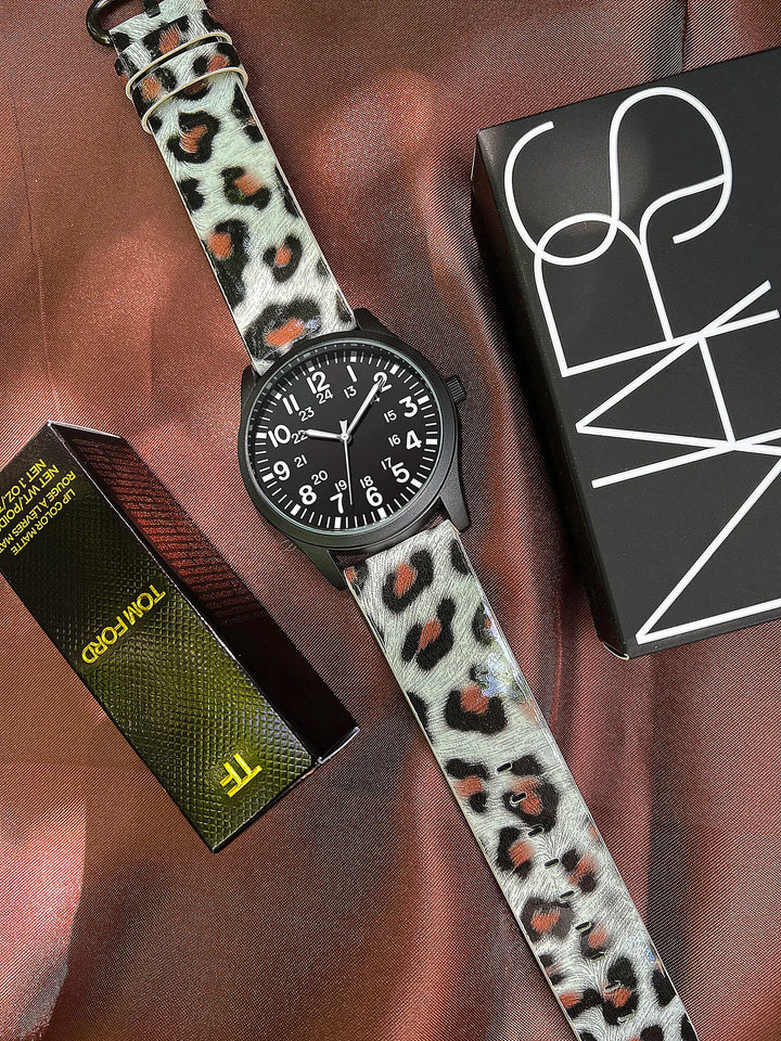 Leopard Print Leather Watch Band 20/22mm (Quick Release)
