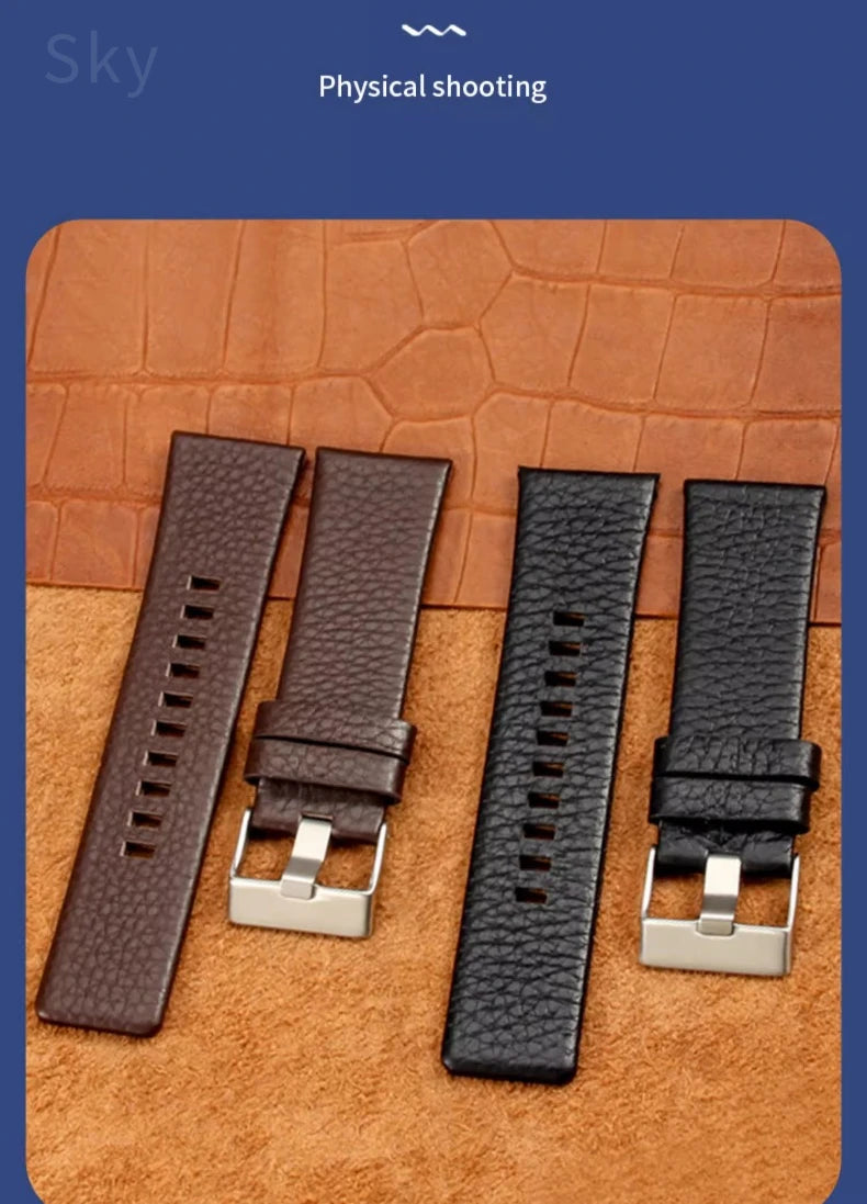 Genuine Leather Diesel Watch Strap 26–28mm (Waterproof Litchi Pattern)