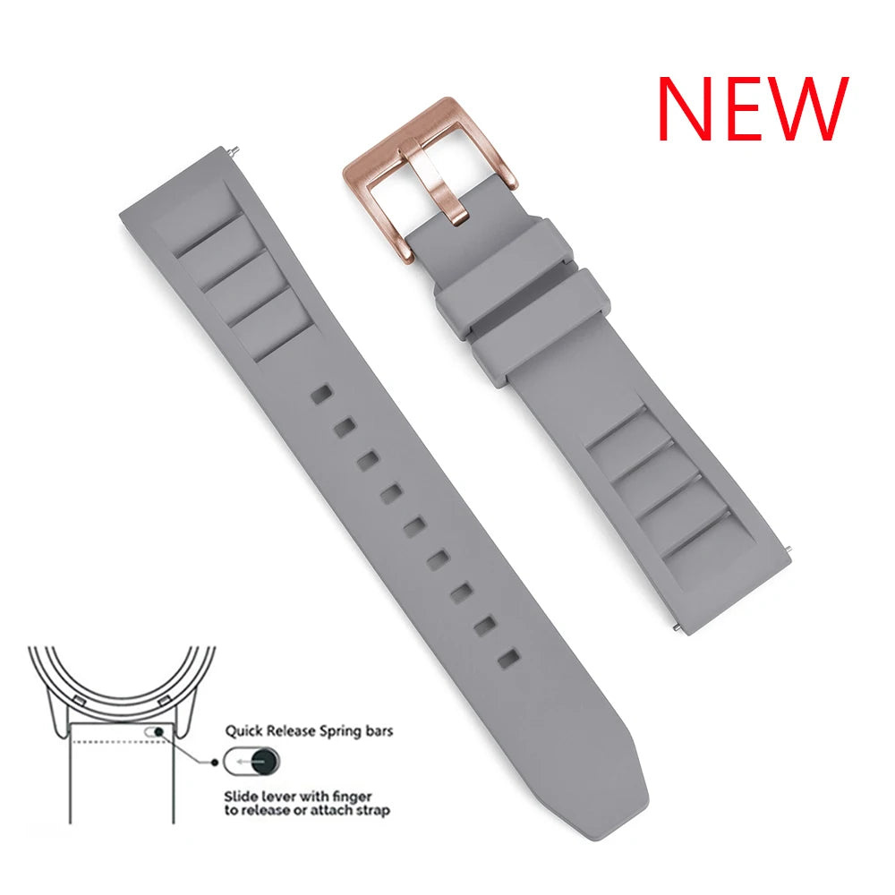 Premium Fluoro Rubber Watch Band Quick Release FKM Rubber Watch Strap 20mm 22mm Watch Strap Watch Replacement Watchband