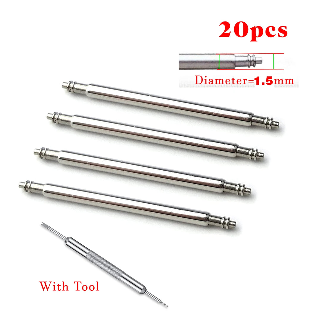 20pcs Stainless Steel Watch Spring Bars – Full Size Repair Kit (10-26mm)