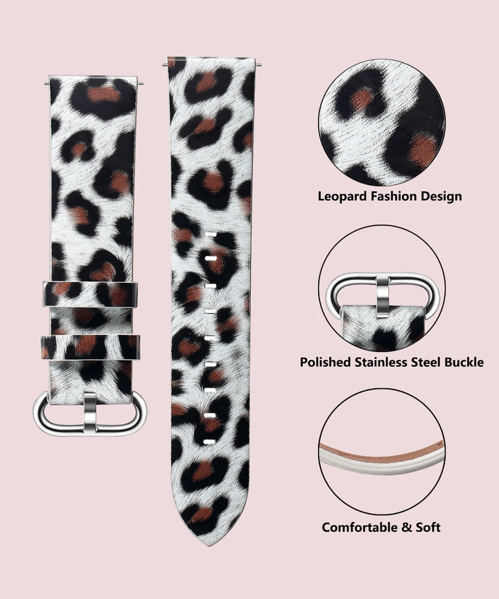 Leopard Print Leather Watch Band 20/22mm (Quick Release)