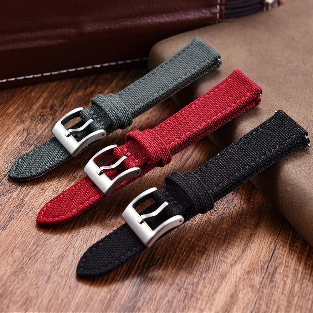 Sailcloth Leather Watch Strap – 18-22mm Quick Release