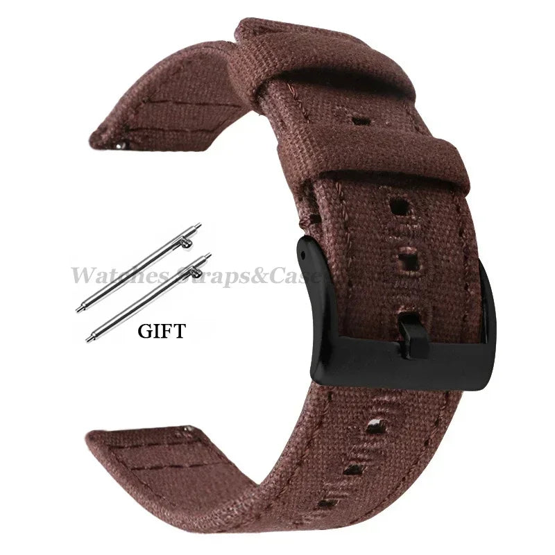 Braided Canvas Watch Strap 18–22mm