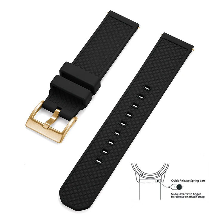 Premium Grade FPM/FKM Watch Strap 18mm 20mm 22mm New Design Fluoro Rubber Watchbands Quick Release For Each Brand Smart Watches