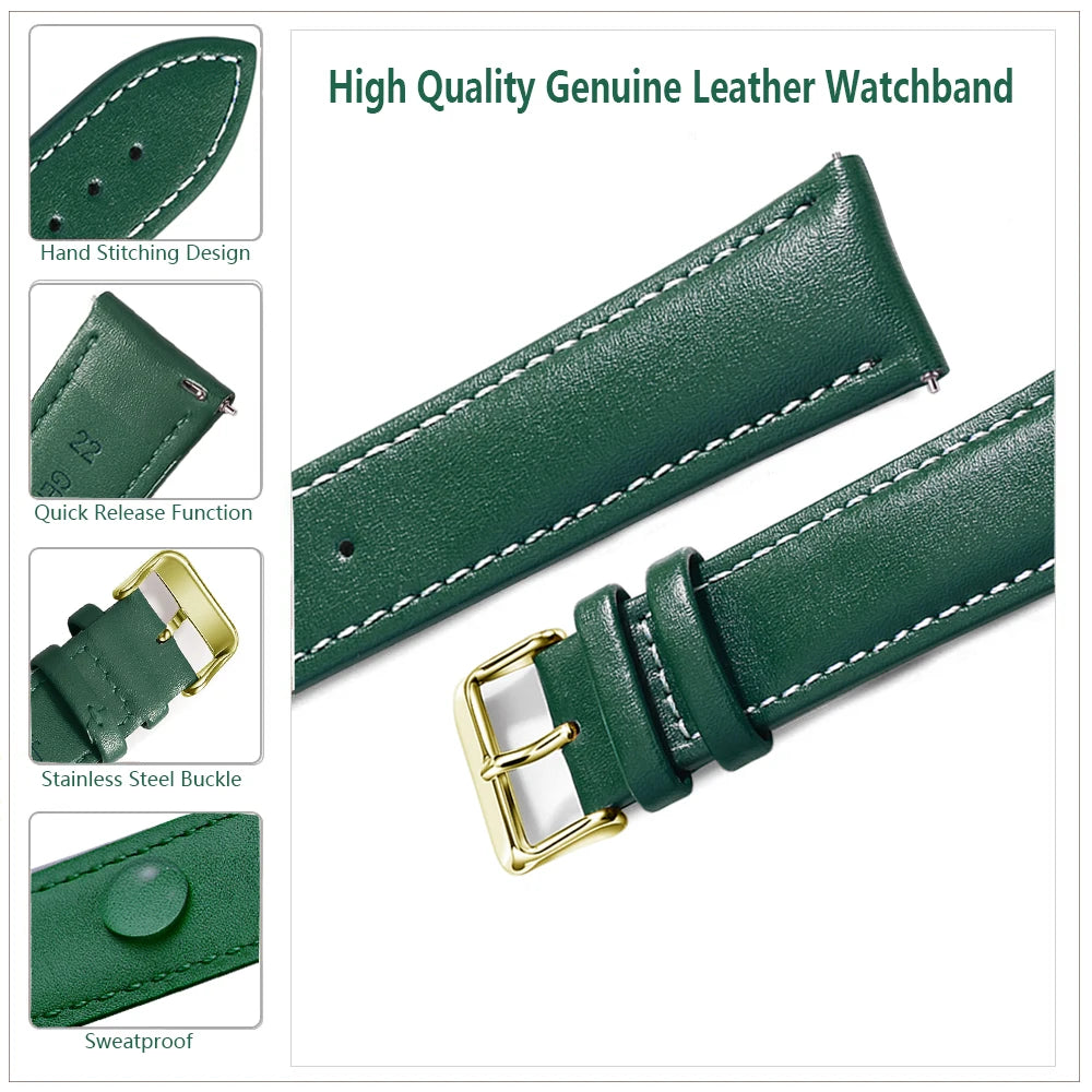 Top Grain Leather Watch Band 12–24mm (Quick Release)