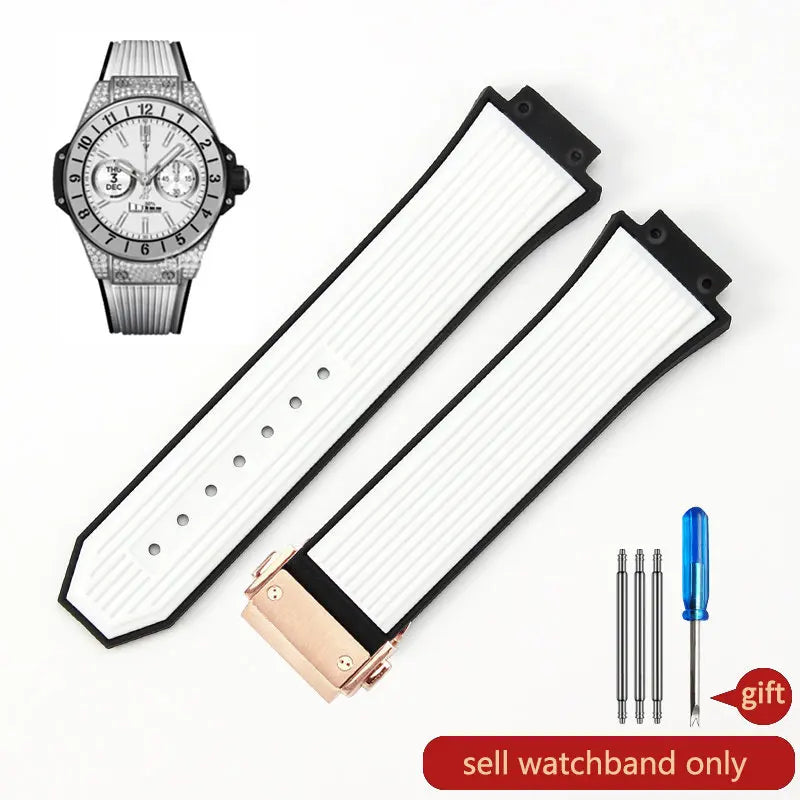 Soft Silicone Watch Band 27×17mm for Hublot Big Bang (Waterproof, Steel
