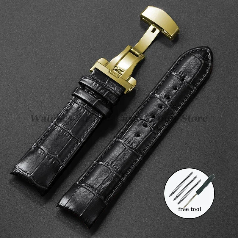 Calfskin Strap For Tissot T035 627/407/617 Genuine Leather Watch Band 22mm 23mm 24mm Butterfly Buckle Men Curved End Replacement