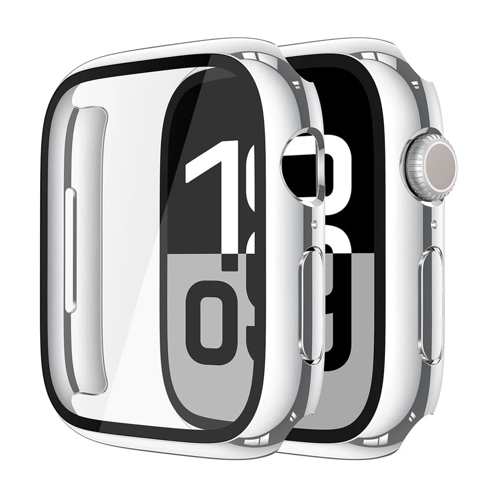 Screen Protector For Apple Watch Case Series 11 10 9 SE 8 7 6 5 46mm 42mm 45mm 44mm 40 41 PC Bumper+Tempered Glass iWatch Cover