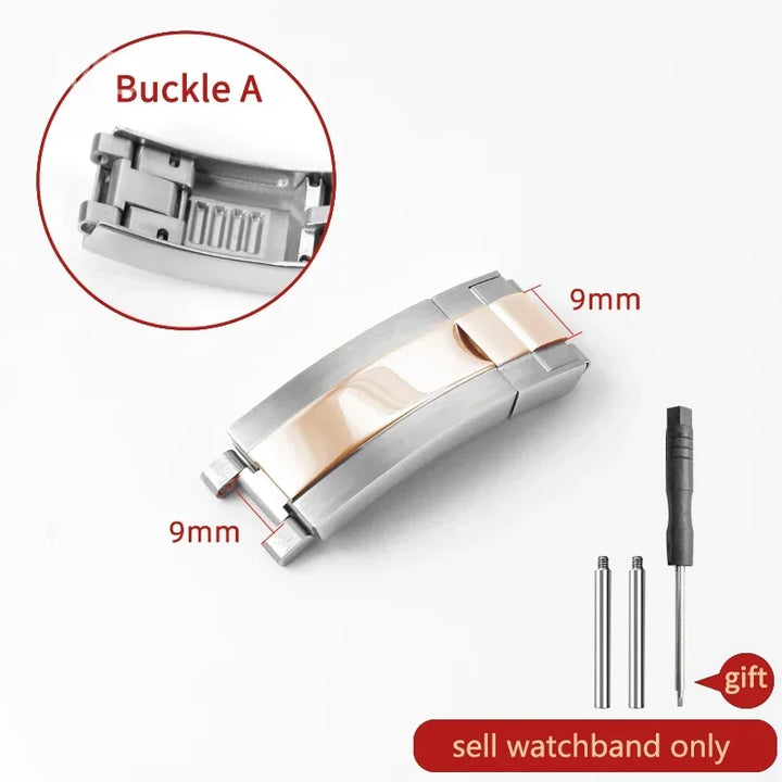 Rolex Daytona Stainless Steel Folding Buckle – Black & Rose Gold, 9×9 /