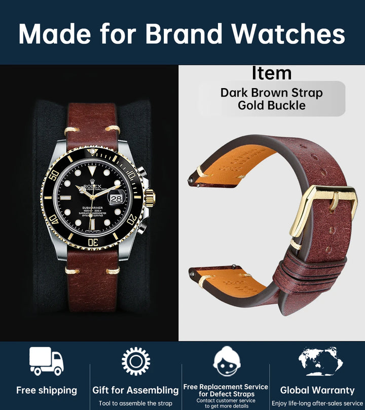 Top Full Grain Leather Watch Strap Quick Release For IWC MIDO SEIKO Watchband Accessories Bracelet Italian Cowhide Watch Band