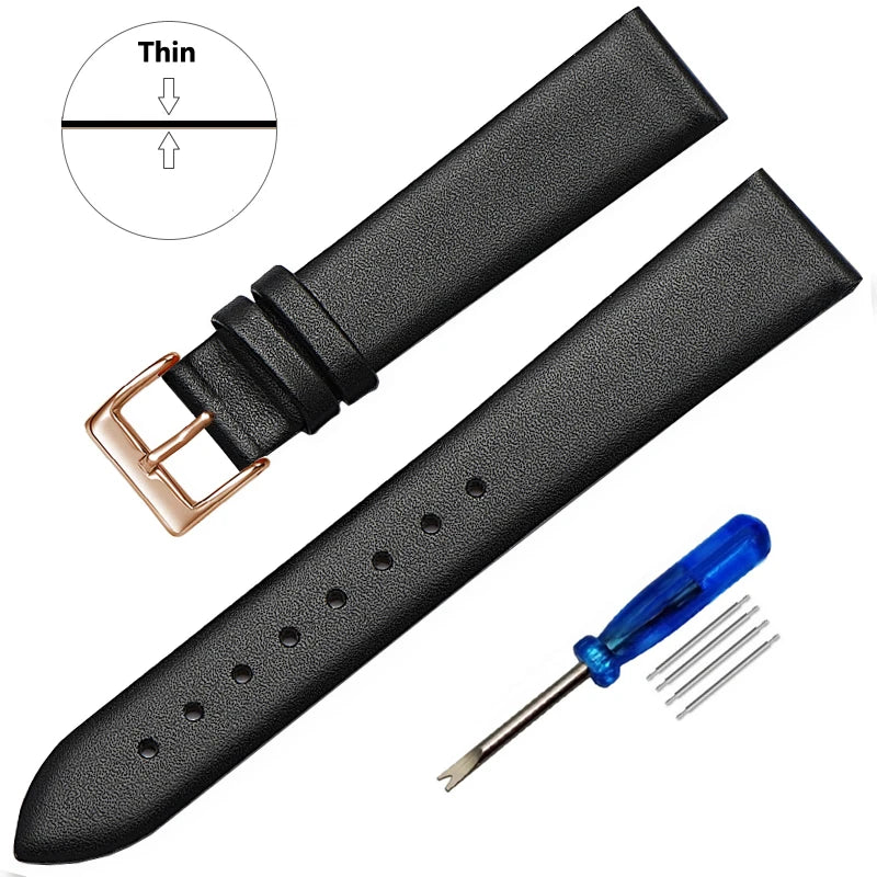Genuine Leather Watch Strap – Smooth Finish 12–22mm