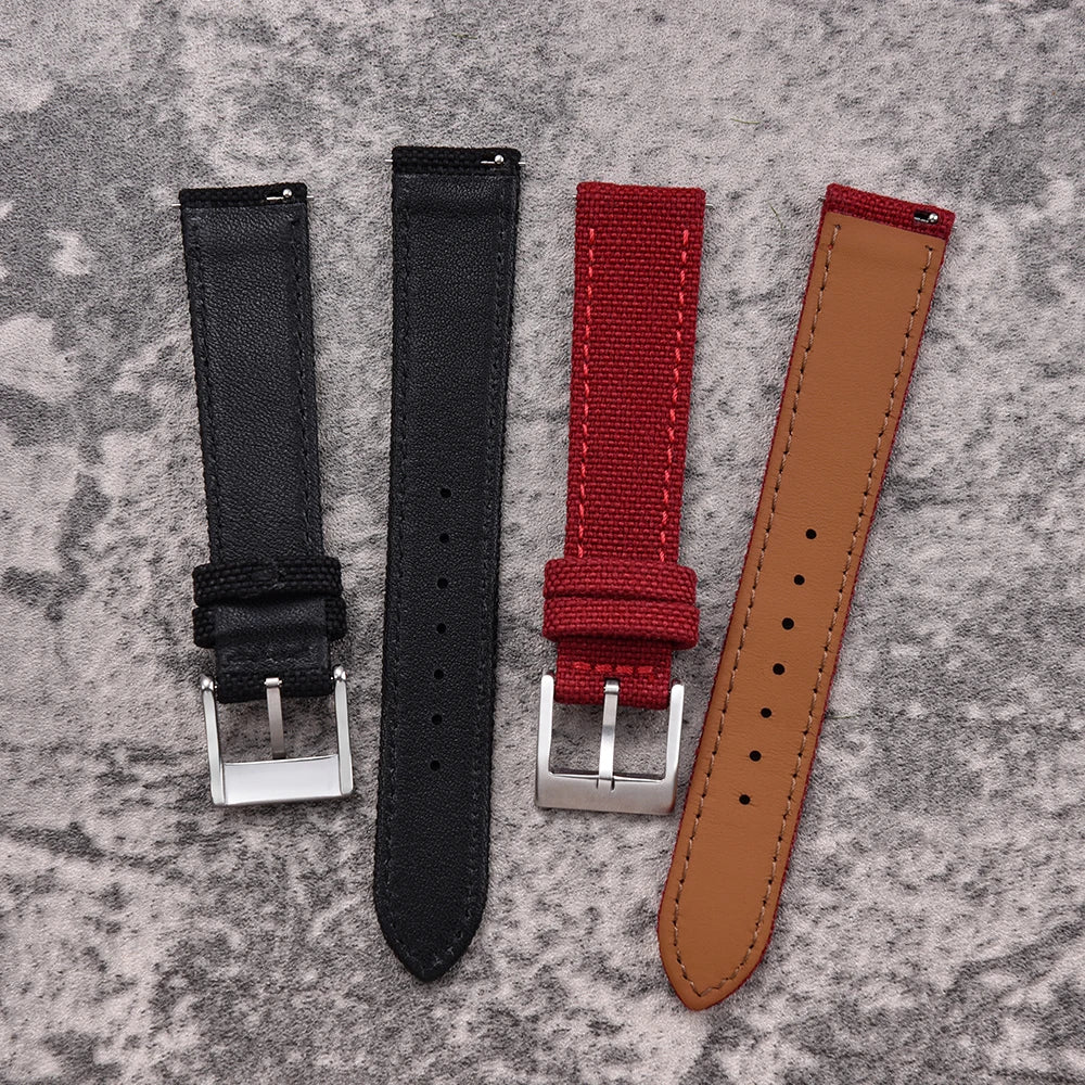 Sailcloth Leather Watch Strap – 18-22mm Quick Release
