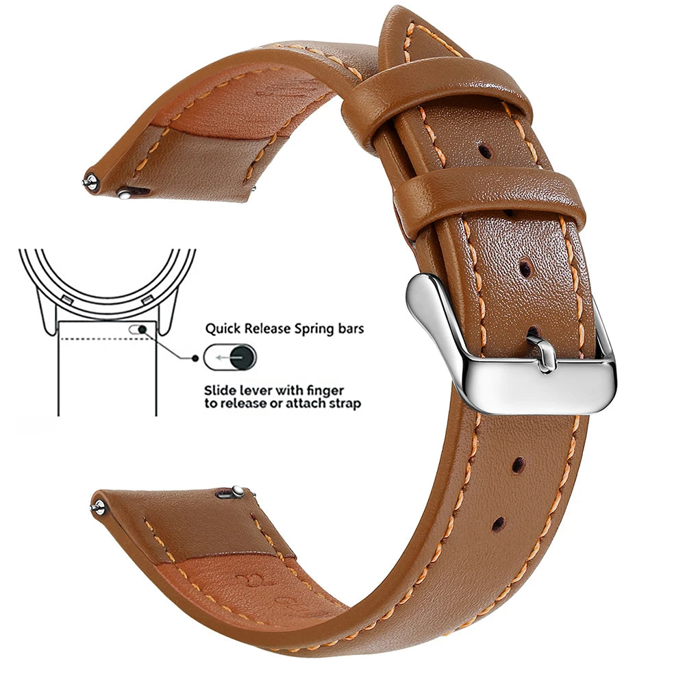 Samco Genuine Leather Watch Band 18–22mm (Quick Release)