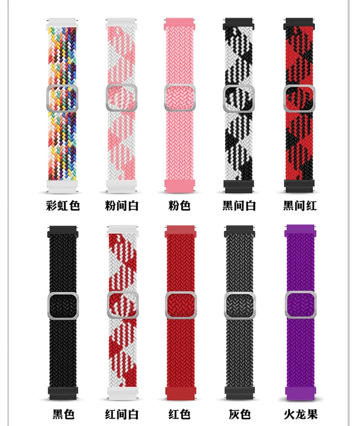 20/22mm Braided Nylon Strap for Realme Watch 2/3 & Amazfit Bip/GTS/GTR