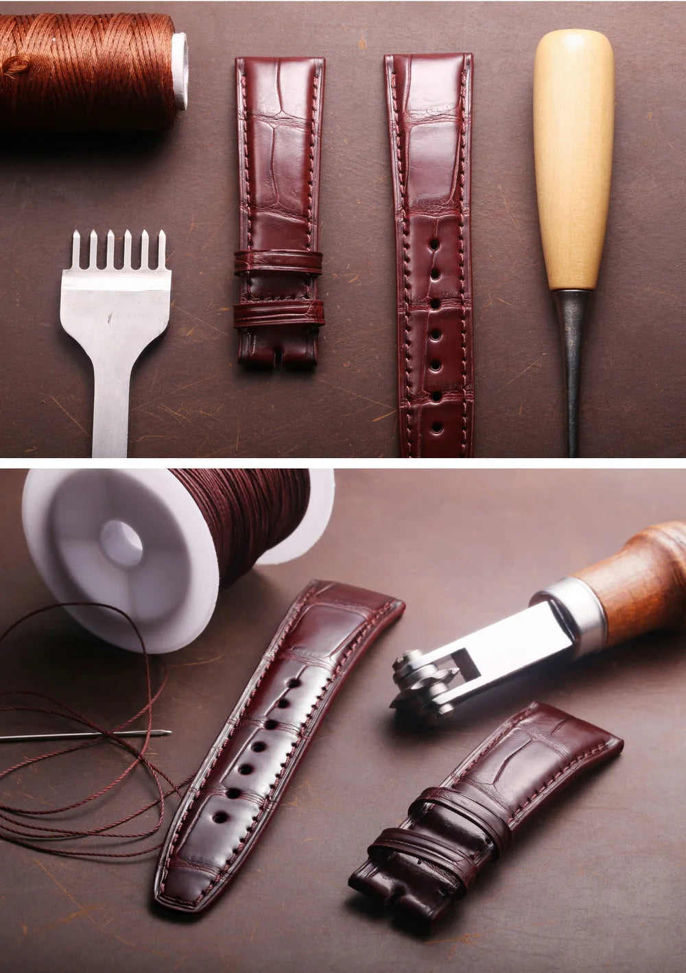 Crocodile Leather Watchbands For IWC Portugues Pilot Black Alligator Grain Handmade Straps 20mm 21mm 22mm