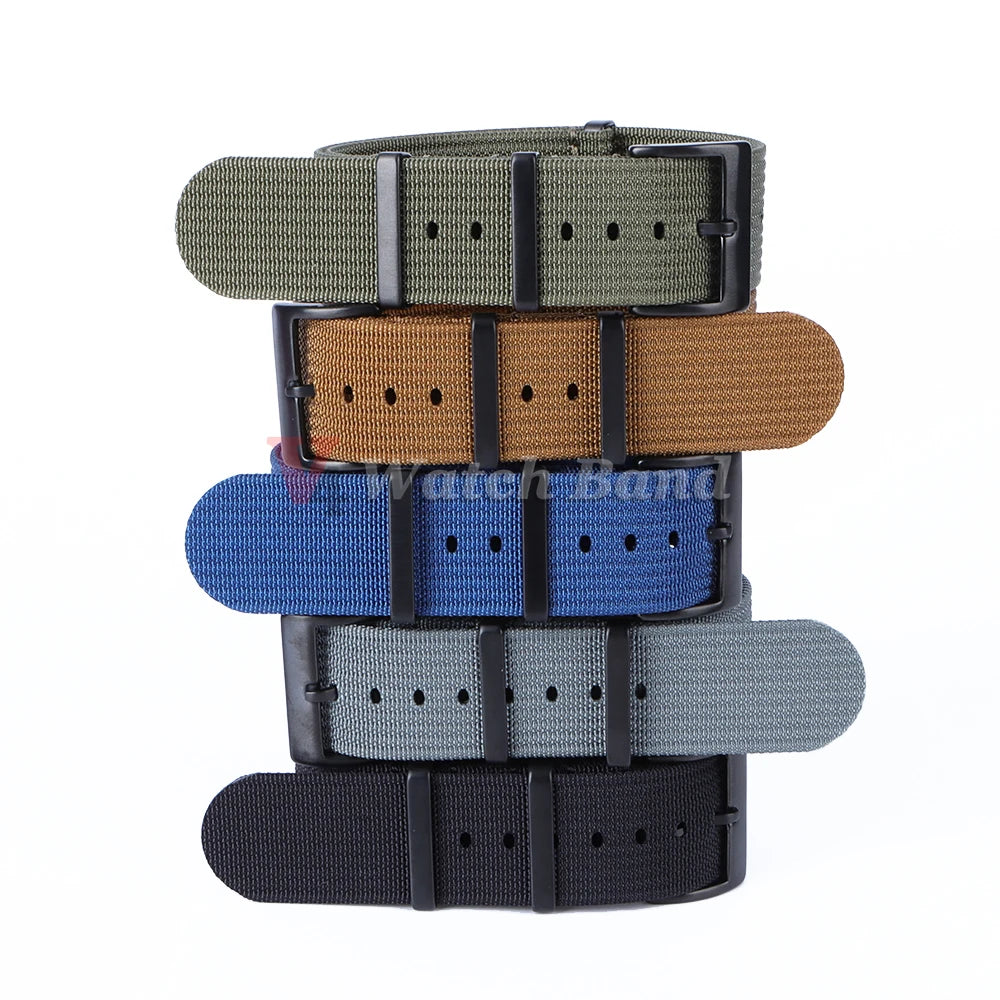 Universal Fabric Nylon Watch Strap with Black Buckle (20/22mm)