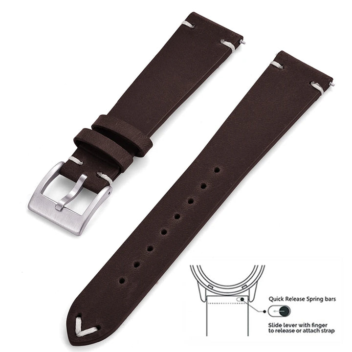 Crazy Horse Leather Watch Strap 18–22mm Quick Release