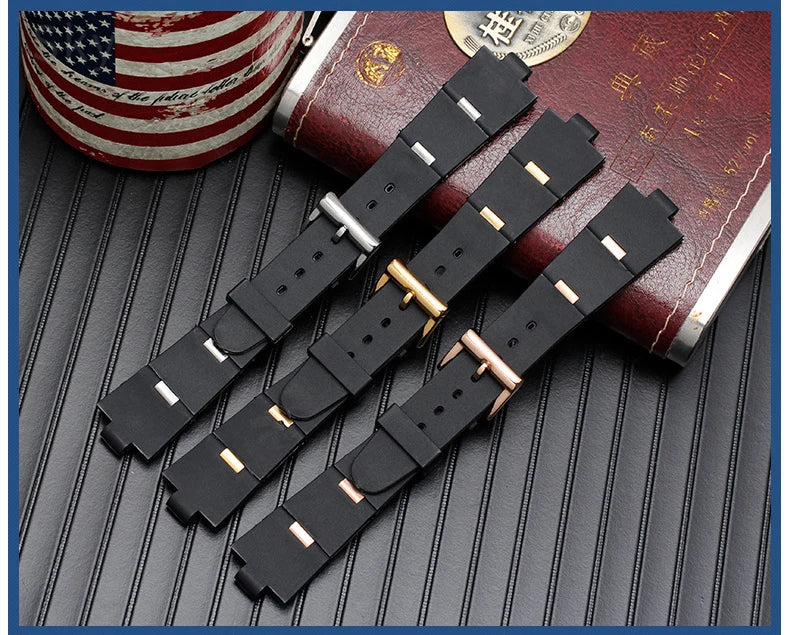 Black Rubber Replacement Watch Strap for BVLGARI (22/24mm)