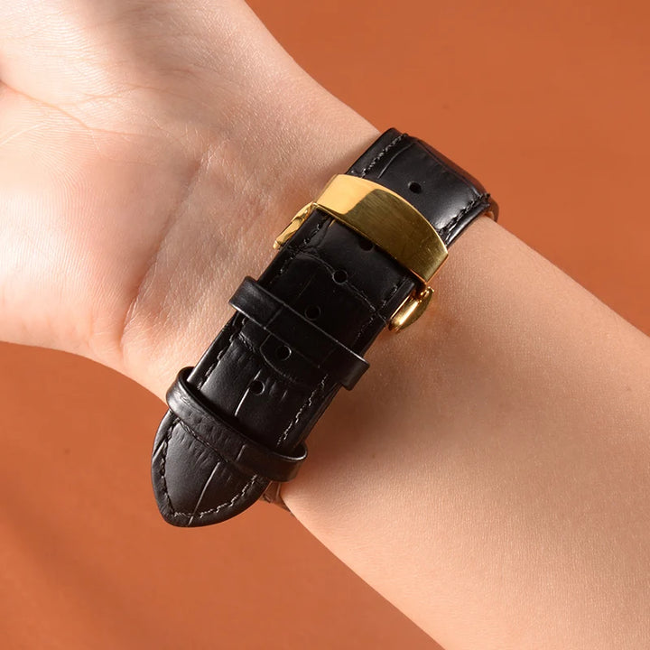 2‑Piece Leather Watch Band Keeper Loops – 14–24mm, Black & Brown