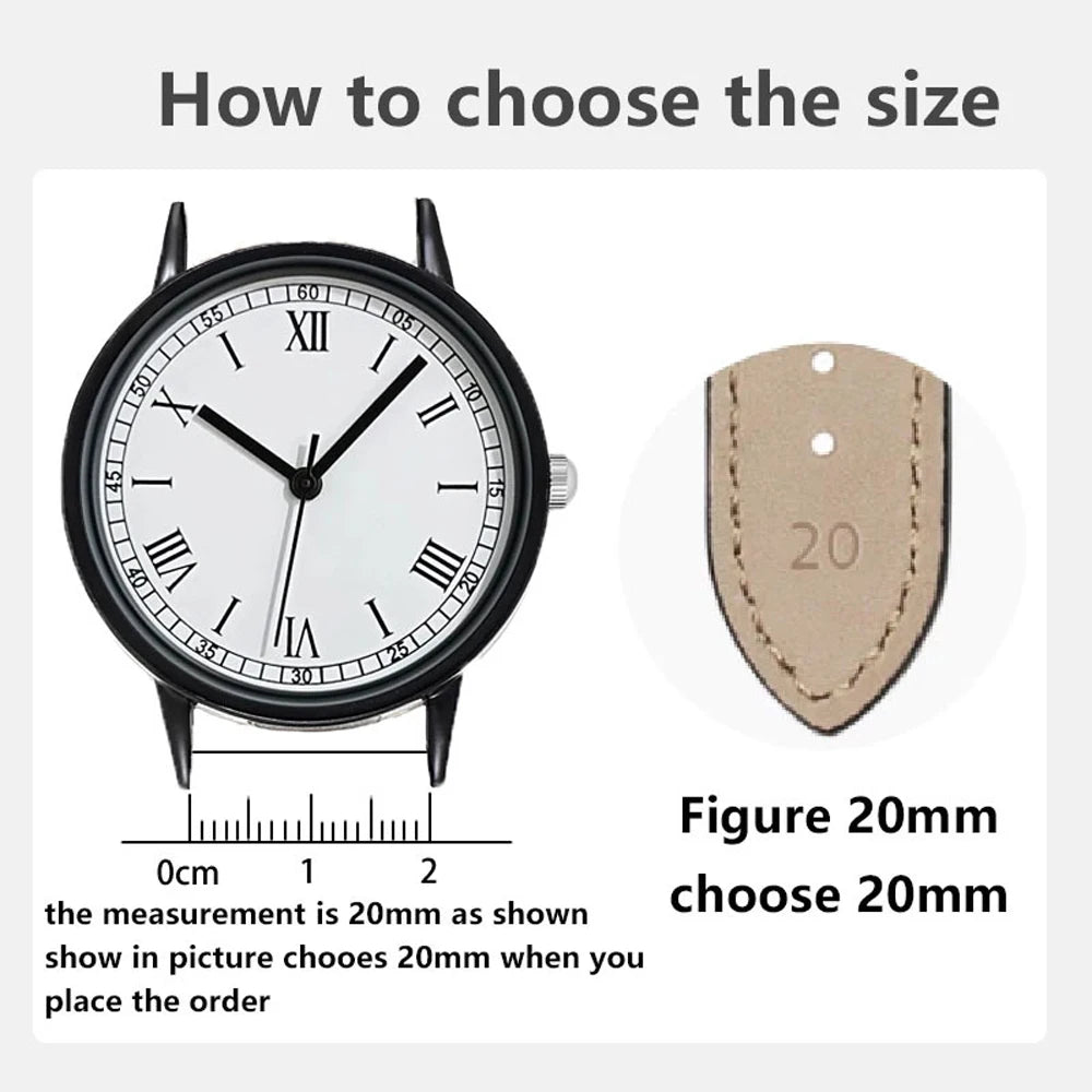 10mm–24mm Genuine Calfskin Leather Watch Strap (Slub Pattern, Universal)
