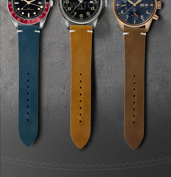 Vintage Top-Grain Leather Watch Strap (18–24mm)