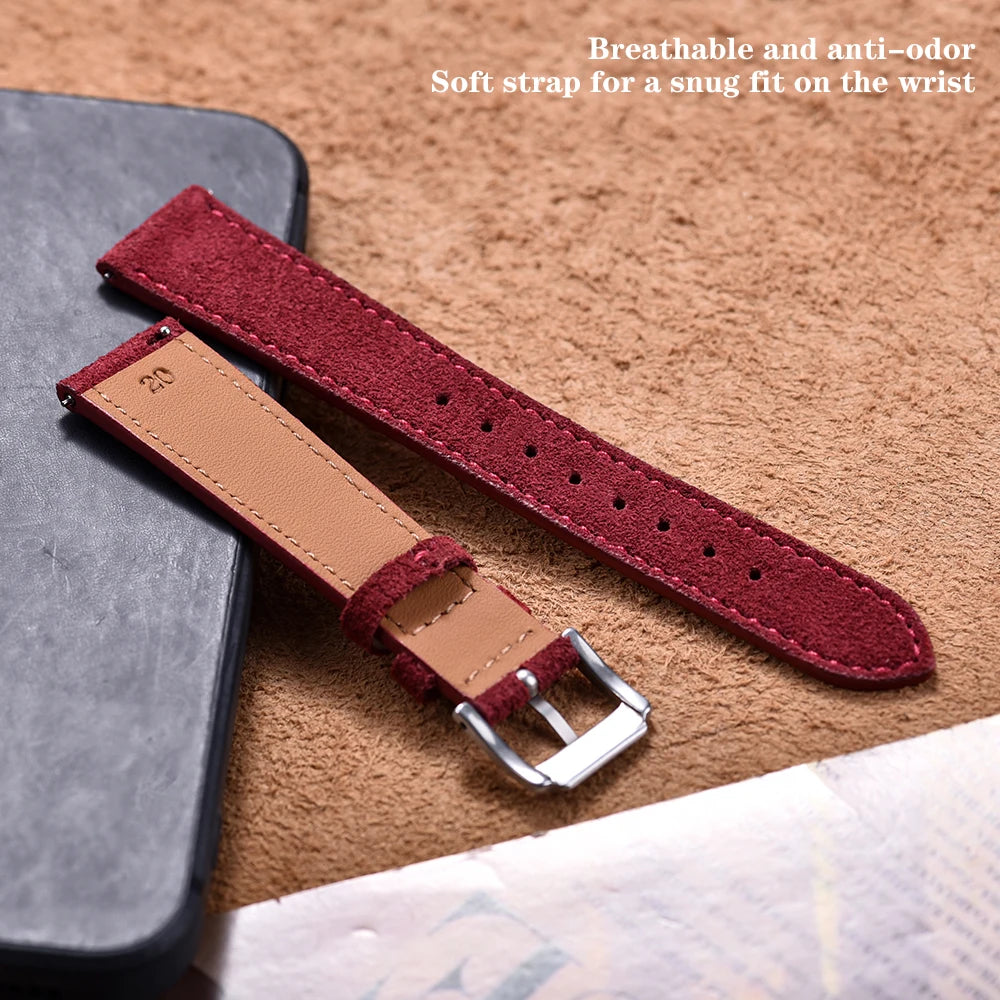 NATOBELT 18–22mm Classic Suede Leather Watch Strap – Vintage Quick Release Band