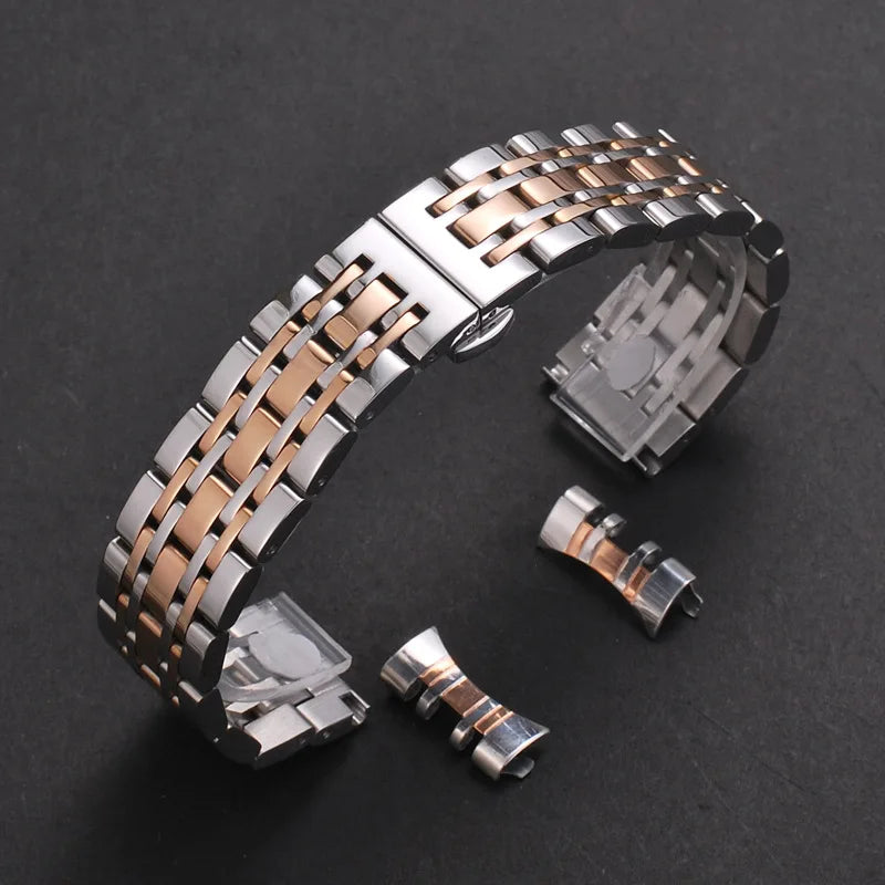 Solid Stainless Steel Watch Band 16–24mm with Butterfly Buckle for TISSOT,